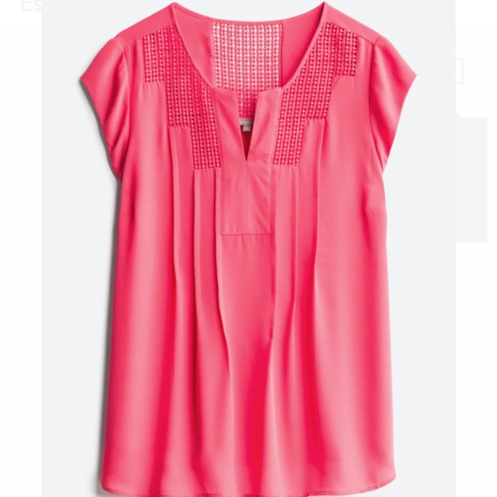 Estefany Lace Detail Split Neck Blouse